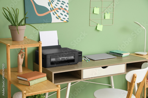 Workplace with modern print...