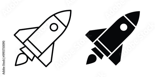 Rocket launch icon solid glyph and line series icons