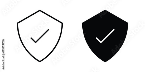 Shield check icon solid glyph and line series icons