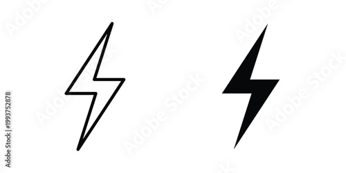 Thunder bolt icon solid glyph and line series icons