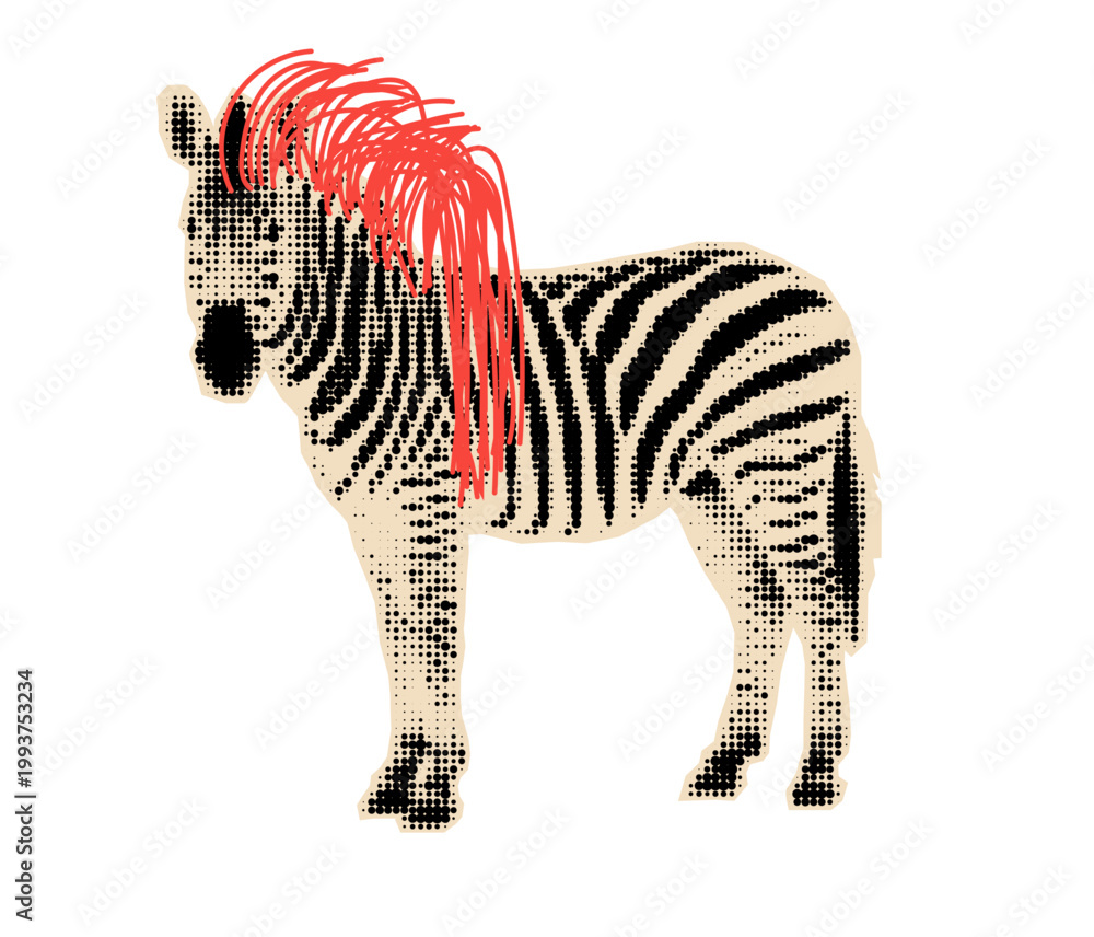 Fototapeta premium zebra halftone cutout. Sticker for zoo design.