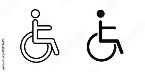 Wheelchair icon solid glyph and line series icons