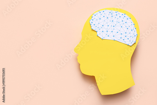 Paper human head with brain...