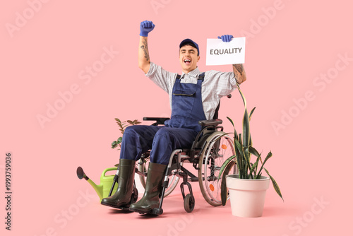 Male gardener in wheelchair...