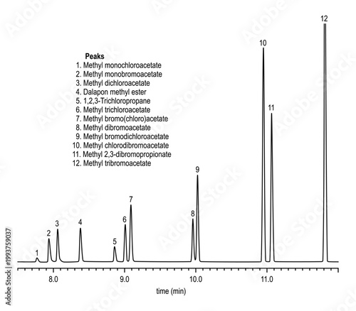 Chromatogram of haloacetic acid and dalapon