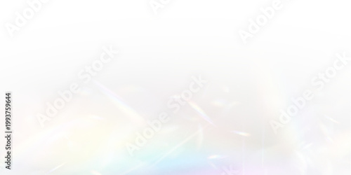 Abstract neon prism light on transparent PNG background. Soft holographic rainbow flare and refraction glow overlay. Clean vector crystal sparkle accents.
