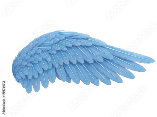 Single light blue feather angel wing illustration for design Isolated Png