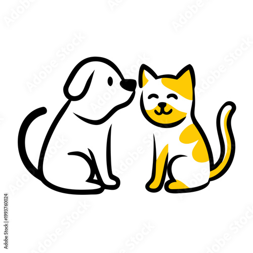 Dog and Cat Conflict Emotional Distance Vector Illustration