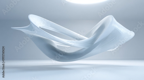 Sculptural White Fabric Floating In Air With Soft Lighting For Conceptual Art And Design Backgrounds