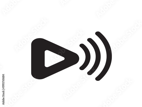 streaming icon vector illustration with play button and signal waves flat design