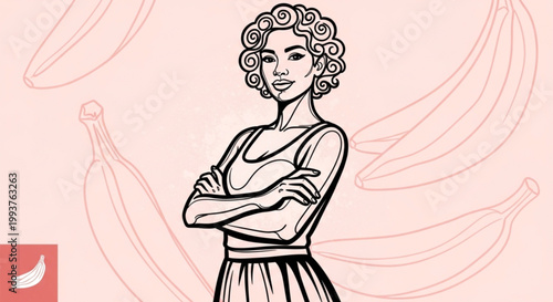 Confident woman with curly hair standing.