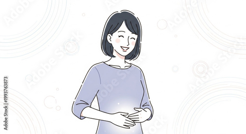 Woman holding her stomach in pain.