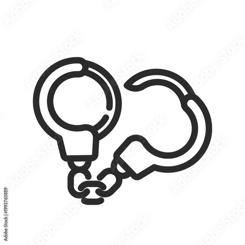 Handcuffs icon. Simple line Handcuffs icon for arrest, police custody, crime control and law enforcement concept. Vector illustration