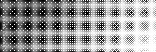 Background with pixel transform effect with halftone dot pattern. 8bit art design with explosion and geometric elements.