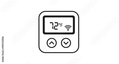 Modern thermostat icon with digital display and temperature control buttons