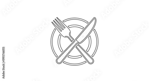 Plate with fork and knife crossed icon against white background