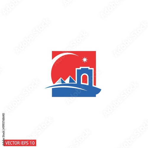 Egypt Iconic Landmarks Silhouette Logo Design