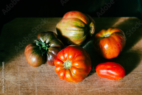 organic ripe tomatoes freshly picked