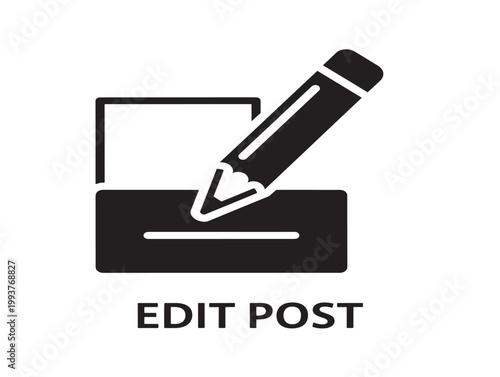 edit post icon with pencil writing on paper vector illustration