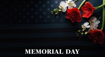 Memorial day tribute with patriotic flowers and reflection
