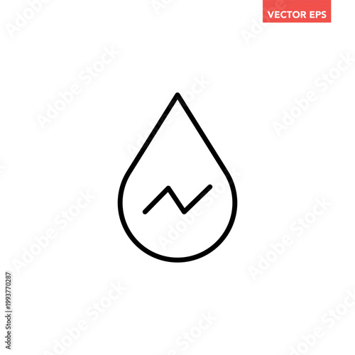 Black single hydroelectric energy line icon, simple hydro power flat design illustration pictogram vector for app ads web banner button ui interface elements isolated on white background