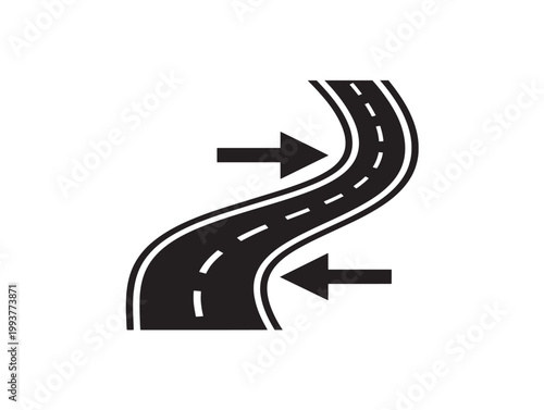 two-way curved road junction with arrows vector illustration