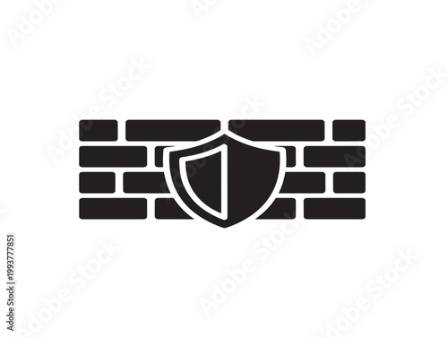 shield firewall security icon flat design vector illustration