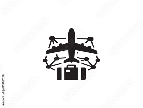 group of travelers with luggage boarding airplane vector illustration