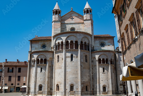 Photography Modena Cathedral Romanesque facade with medieval sculptures and UNESCO heritage architecture