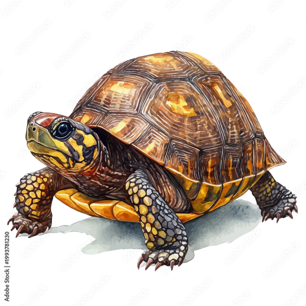 Obraz premium watercolor of Box Turtle draw illustration, isolated on a white background.