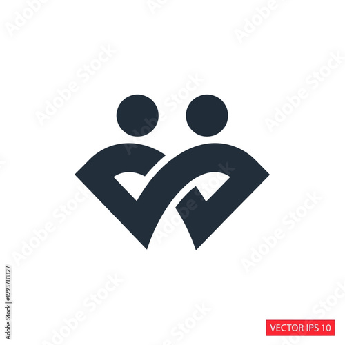Abstract logo of two figures embracing, symbolizing unity and partnership