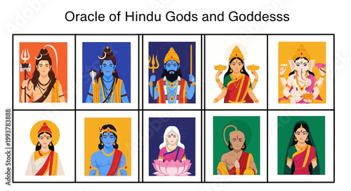 Collection of Hindu Gods and Goddesses Illustrations - Spiritual Oracle
