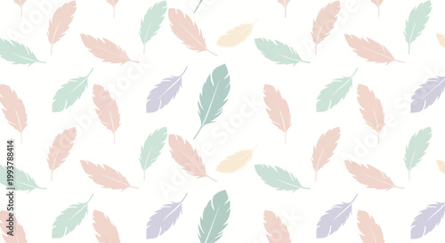 Soft Pastel Feather Pattern - Gentle, Light, and Airy Design