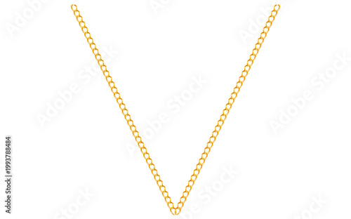 Stunning Golden Chain Isolated On White Background, Antique Jewelry Vector Illustration.