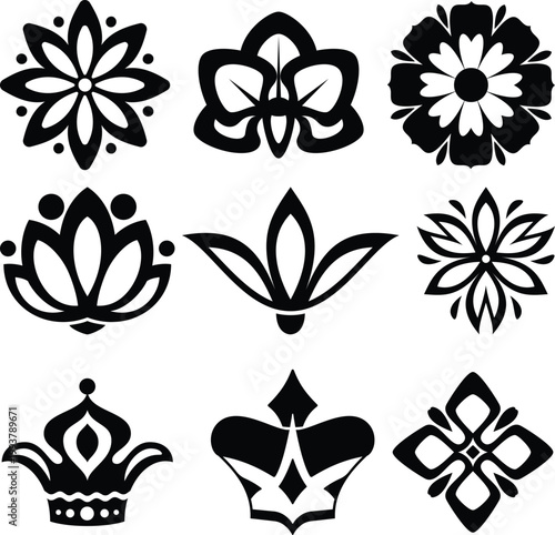 Fleur de lis decorative vector floral pattern set design illustration collection