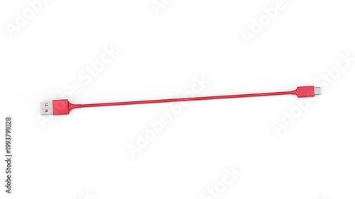 Red USB-C to USB-A cable on white background