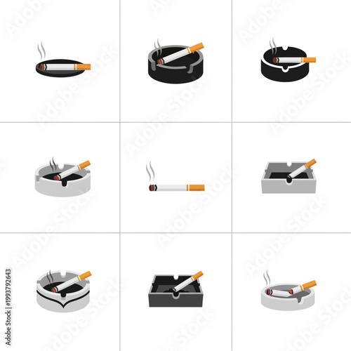 Cigarette in Ashtray Collection: Smoking Addiction Concept
