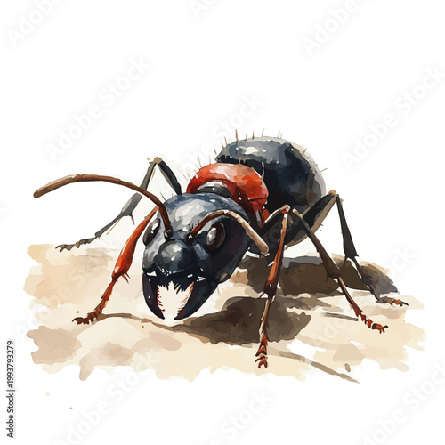 Bild auf Leinwand watercolor of Ant draw illustration, isolated on a white background
