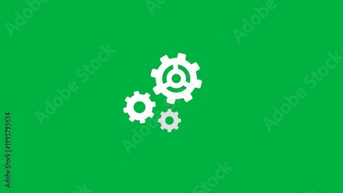 Animated gear system icon, transparent background, loop ready motion graphic
