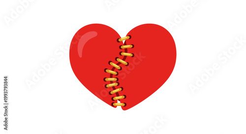 A red heart with a golden zipper running down the middle