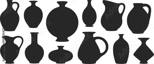 Silhouette Collection of Various Ceramic Vases and Jugs