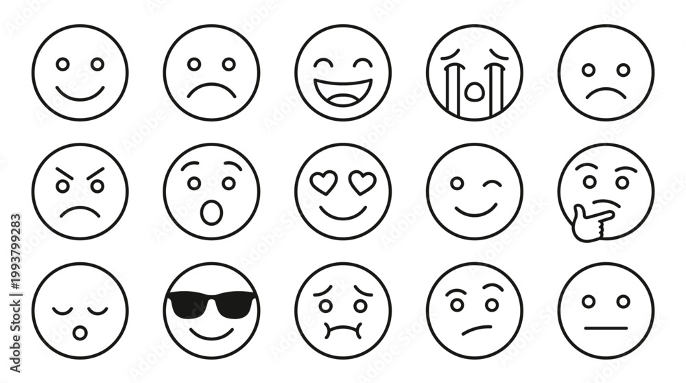 Fototapeta premium Exploring emotional expressions through iconic emoji digital art minimalist design creative illustrations