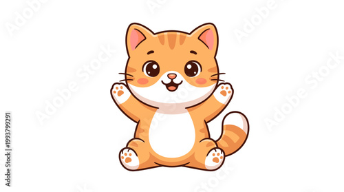 Playful cartoon cat with happy expressions digital art minimalistic style cheerful vibe