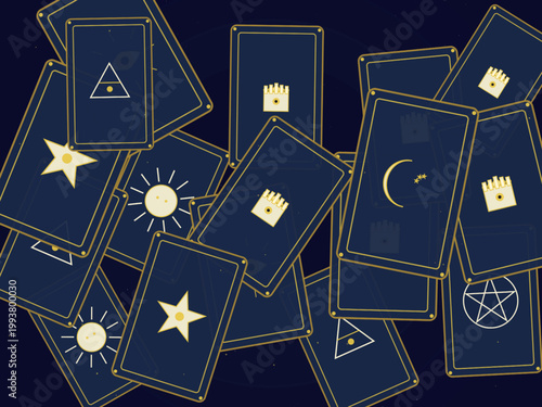 Celestial Tarot Cards Sun Moon Star Pattern Background