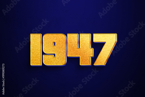 Fancy golden text style of number 1947 on blue background.