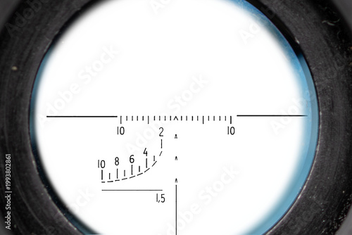 Circular optical scope with dark center and transparent alpha channel background for overlay