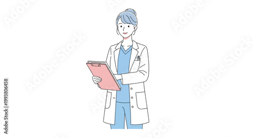 Female Doctor Holding Medical Clipboard.