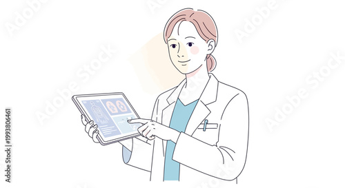 Female doctor holding digital tablet.