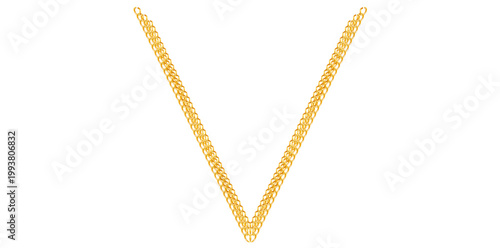 Stunning Golden Chains Isolated On White Background, Antique Jewelry Vector Illustration.