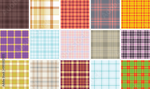 Plaid pack perfect for small sewing businesses and bespoke design collections. Vector patterns enhance garments, scarves, accessories, and digital presentation mockups.